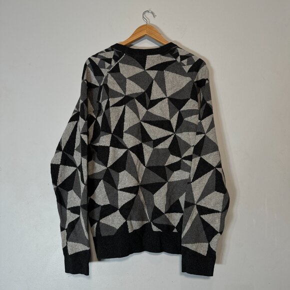 NWT J BRAND Geometric Patterned Crew Neck Knit Sweater Coal L Unisex - Picture 2 of 5